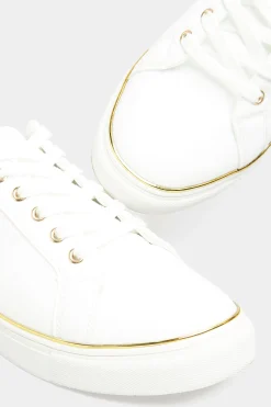 M&Co Yours Yours White & Gold Hardware Trainers In Extra Wide Eee Fit><noscript><img width=