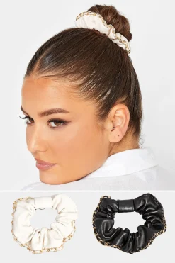 M&Co Yours Yours White 2 Pack Chain Scrunchie Set>Women Hair Accessories