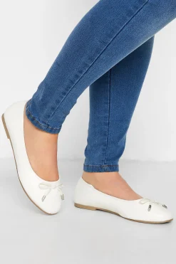 M&Co Yours Yours White Ballerina Pumps In Wide E Fit & Extra Wide Eee Fit>Women Flat Shoes