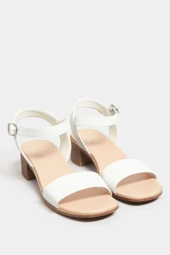 M&Co Yours Yours White Block Strappy Low Heel Sandals In Extra Wide Eee Fit>Women Heels