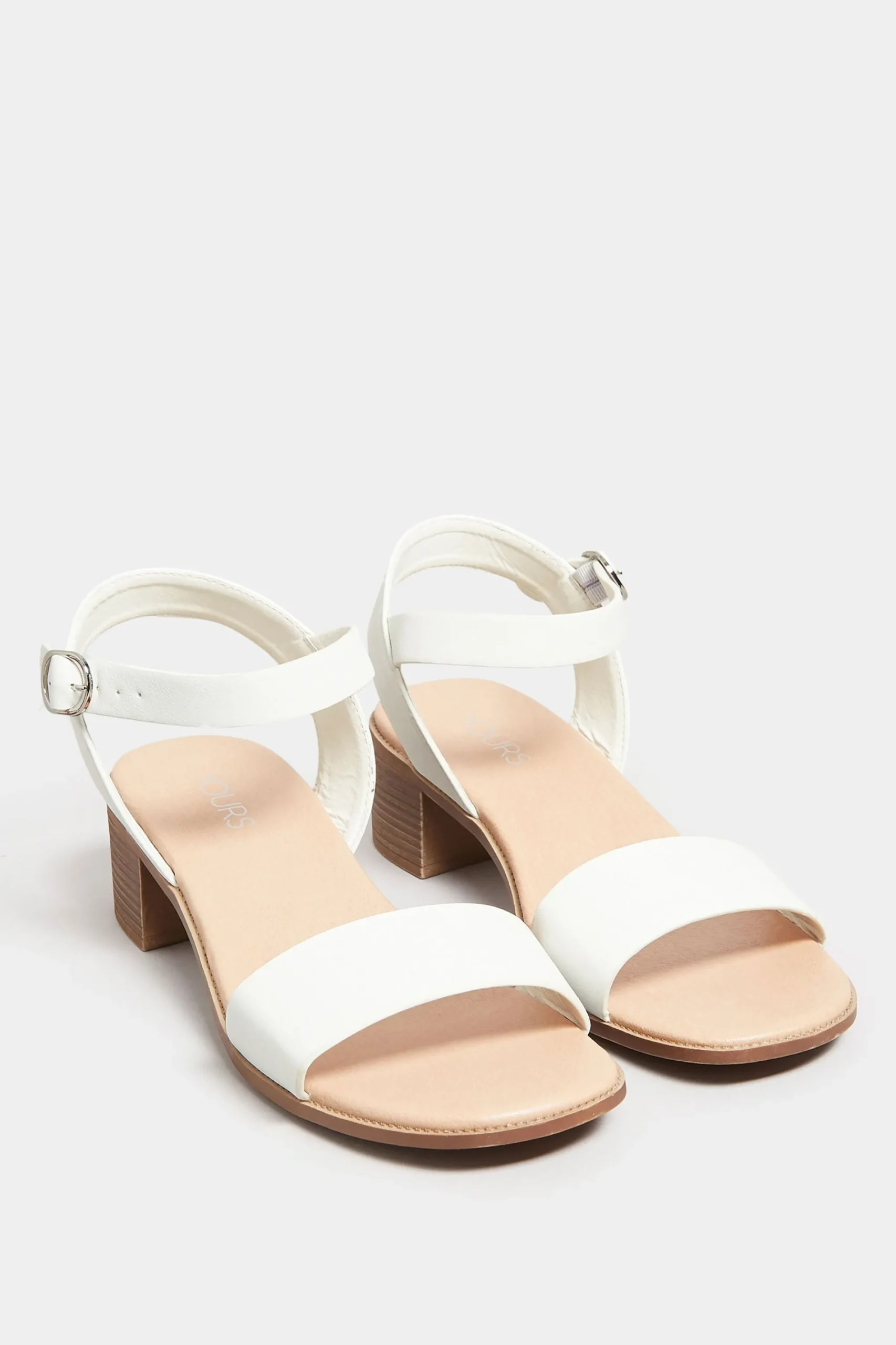M&Co Yours Yours White Block Strappy Low Heel Sandals In Extra Wide Eee Fit>Women Heels