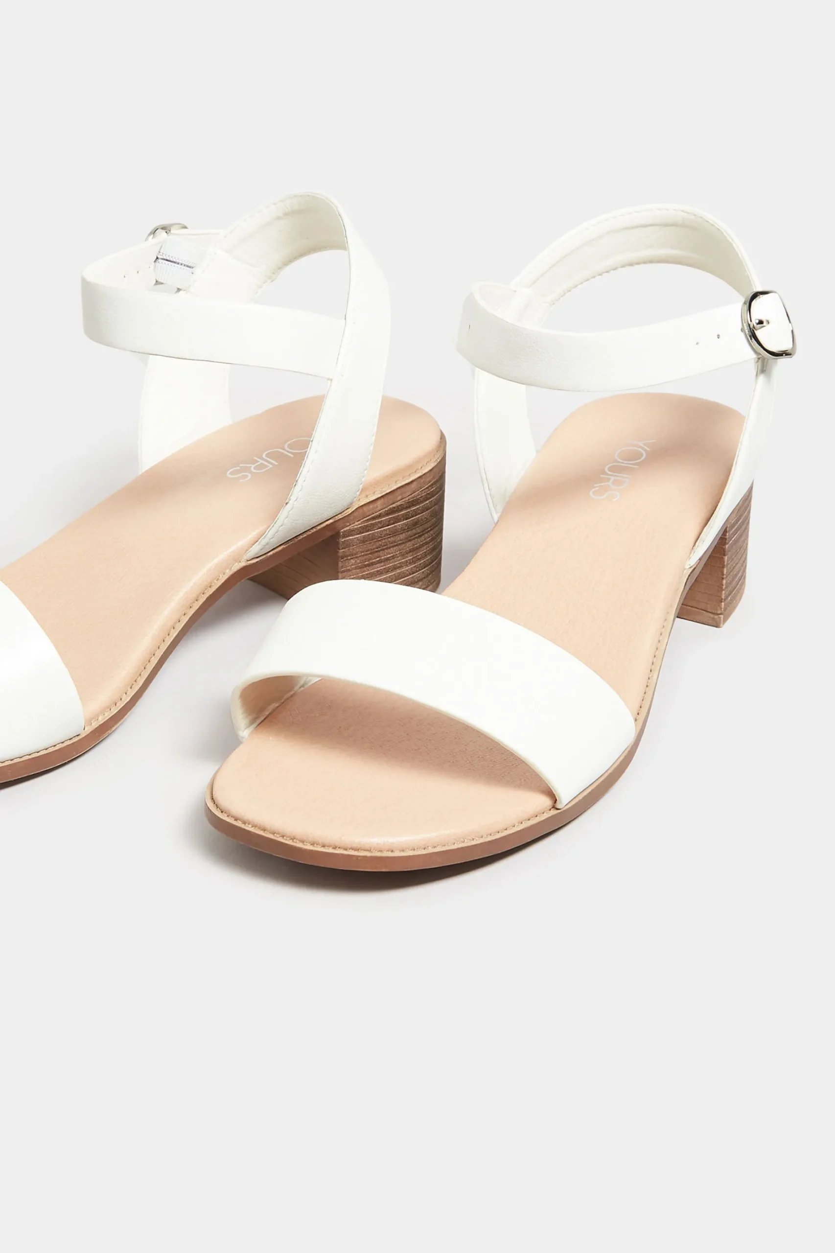 M&Co Yours Yours White Block Strappy Low Heel Sandals In Extra Wide Eee Fit>Women Heels