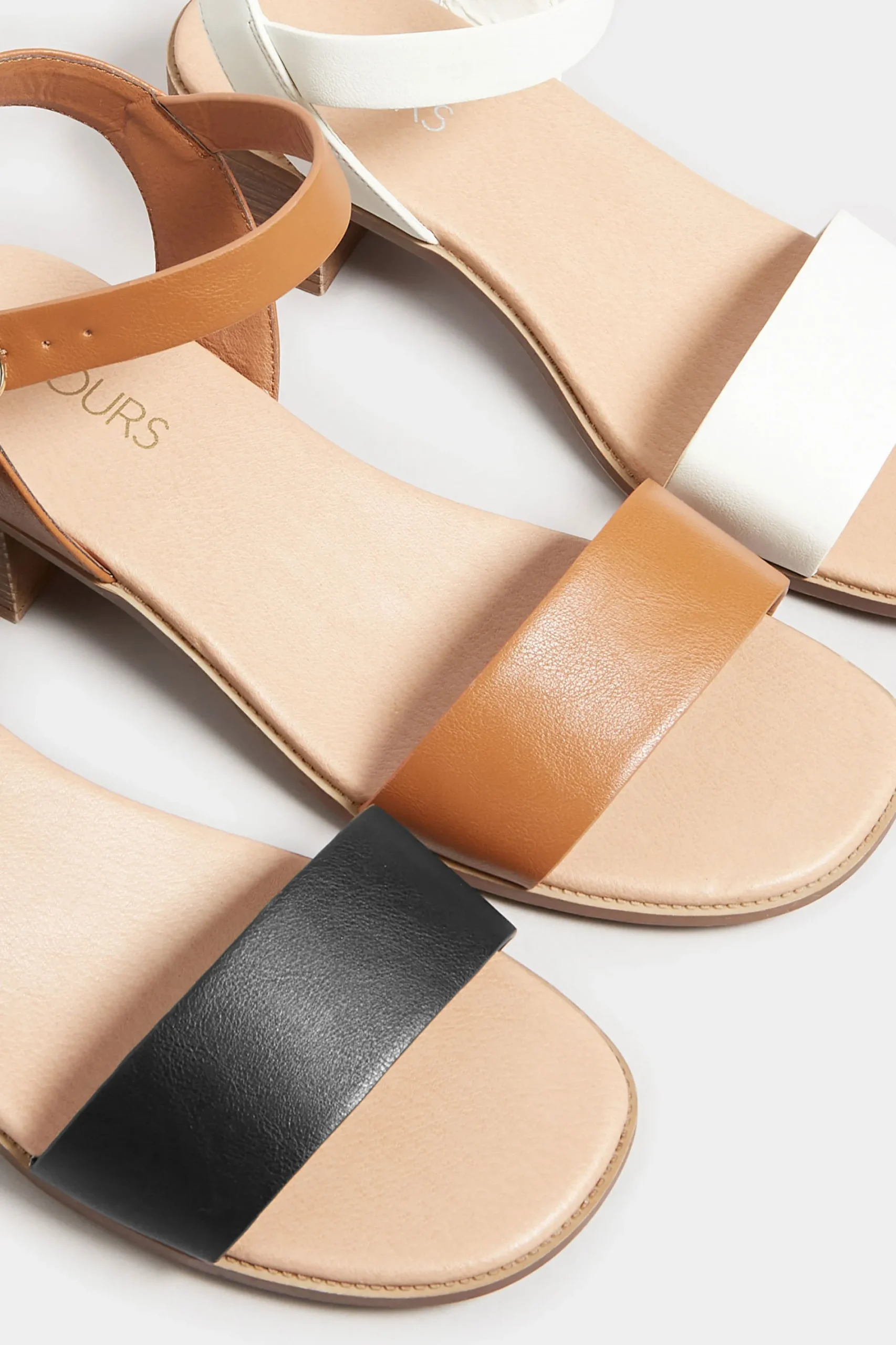 M&Co Yours Yours White Block Strappy Low Heel Sandals In Extra Wide Eee Fit>Women Heels