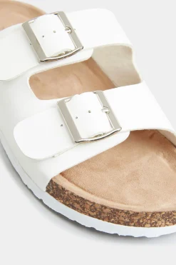 M&Co Yours Yours White Buckle Strap Footbed Sandals In Extra Wide Eee Fit><noscript><img width=