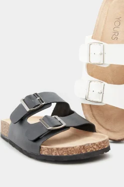 M&Co Yours Yours White Buckle Strap Footbed Sandals In Extra Wide Eee Fit><noscript><img width=