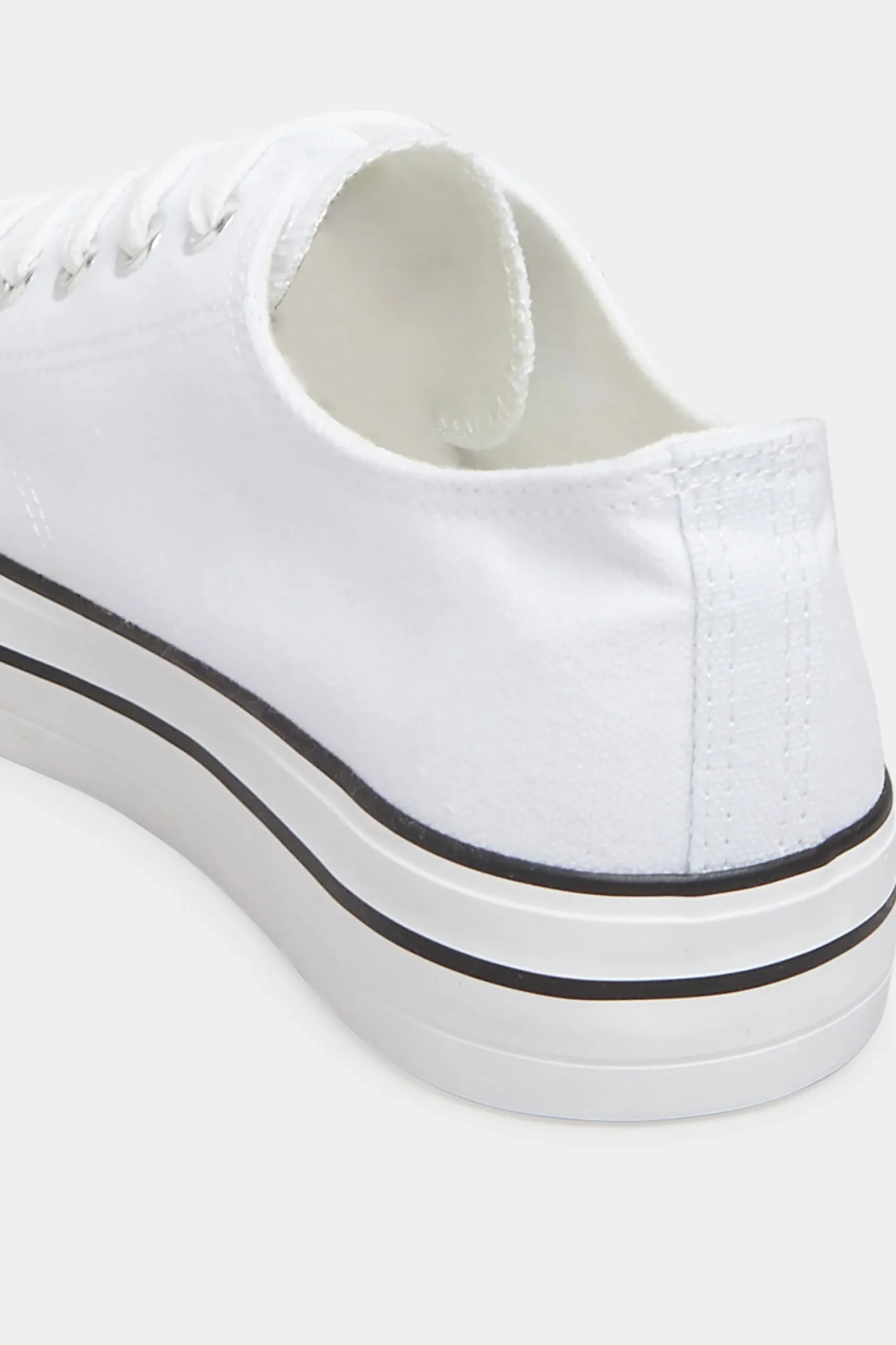 M&Co Yours Yours White Canvas Platform Trainers In Wide E Fit>Women Flat Shoes