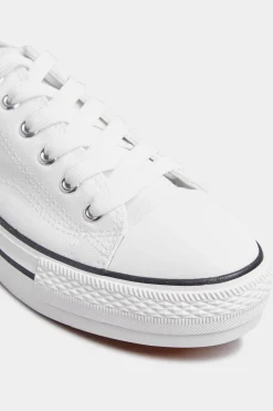 M&Co Yours Yours White Canvas Platform Trainers In Wide E Fit><noscript><img width=