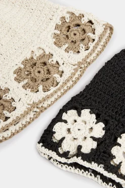 M&Co Yours Yours White Crochet Contrast Edge Bucket Hat><noscript><img width=