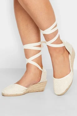 M&Co Yours Yours White Crochet Lace Up Espadrille Wedges In Wide E Fit & Extra Wide Eee Fit>Women Sandals
