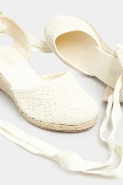 M&Co Yours Yours White Crochet Lace Up Espadrille Wedges In Wide E Fit & Extra Wide Eee Fit><noscript><img width=