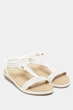 M&Co Yours Yours White Diamante Strap Sandals In Wide E Fit & Extra Wide Eee Fit>Women Flat Shoes