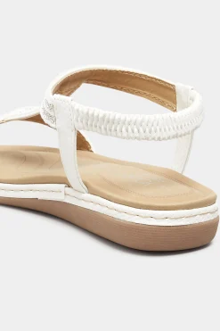 M&Co Yours Yours White Diamante Strap Sandals In Wide E Fit & Extra Wide Eee Fit><noscript><img width=