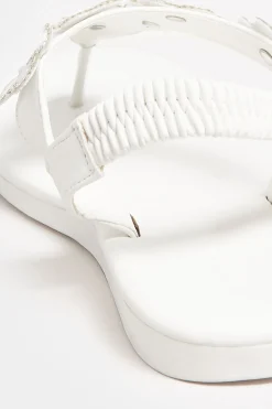 M&Co Yours Yours White Diamante Flower Sandals In Wide E Fit & Extra Wide Eee Fit><noscript><img width=