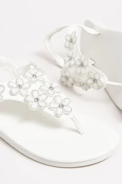M&Co Yours Yours White Diamante Flower Sandals In Wide E Fit & Extra Wide Eee Fit><noscript><img width=