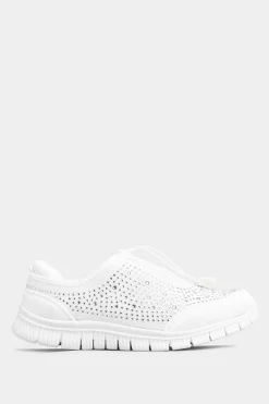 M&Co Yours Yours White Diamante Embellished Trainer In Extra Wide Eee Fit><noscript><img width=
