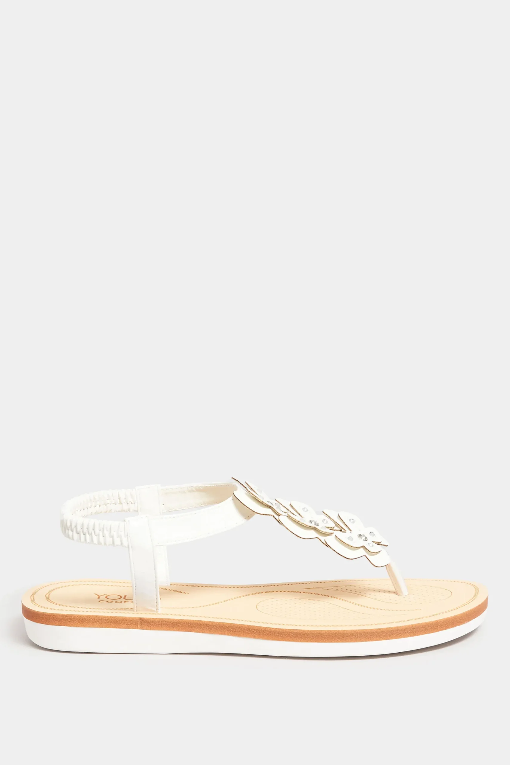 M&Co Yours Yours White Diamante Butterfly Sandals In Extra Wide Eee Fit>Women Flat Shoes