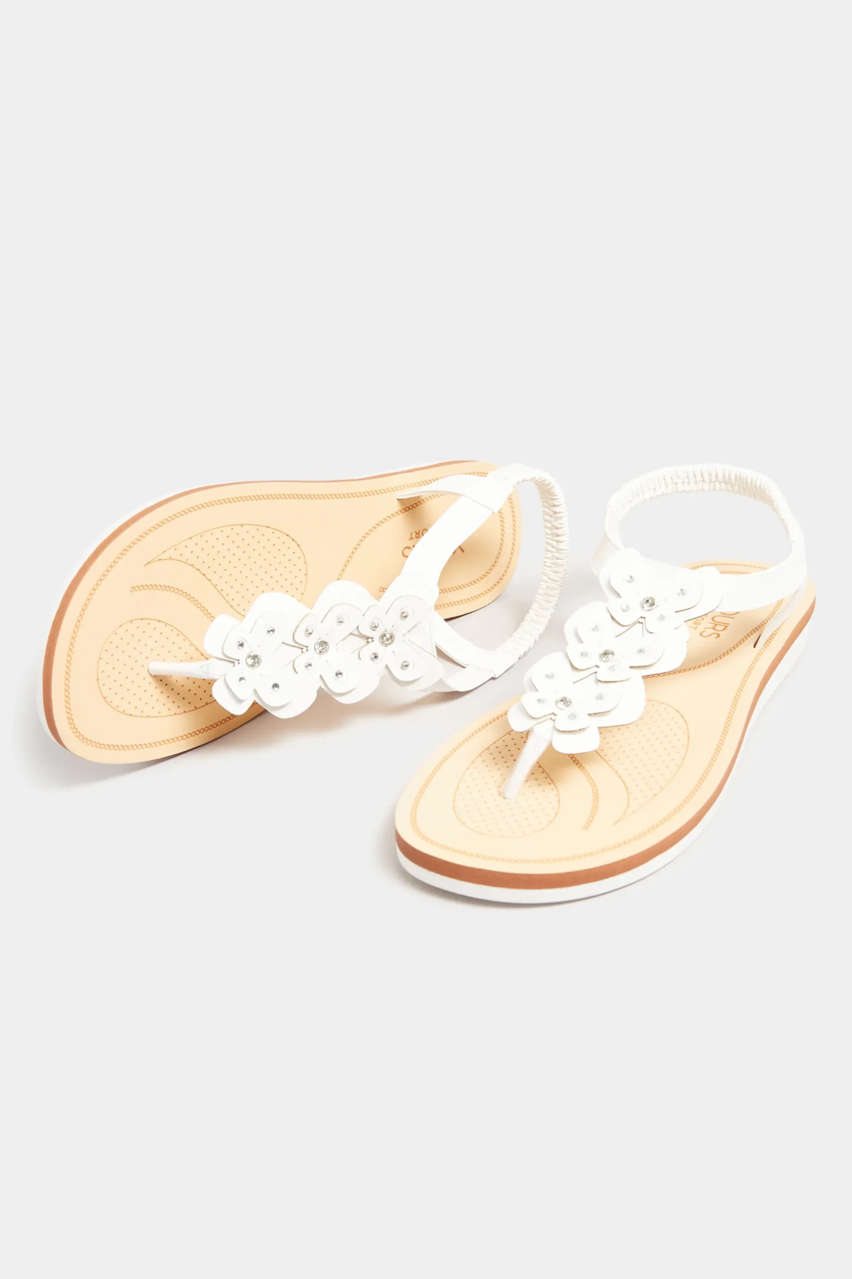 M&Co Yours Yours White Diamante Butterfly Sandals In Extra Wide Eee Fit>Women Flat Shoes