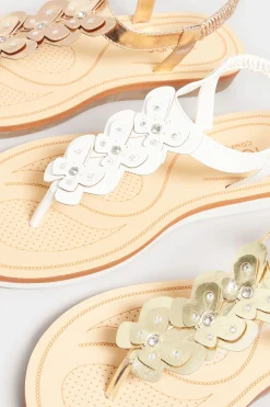 M&Co Yours Yours White Diamante Butterfly Sandals In Extra Wide Eee Fit><noscript><img width=