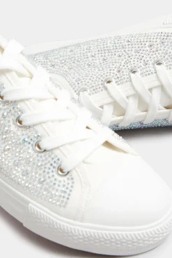 M&Co Yours Yours White Diamante Low Trainer In Wide E Fit><noscript><img width=