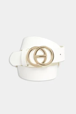 M&Co Yours Yours White Double Ring Faux Leather Belt>Women Belts