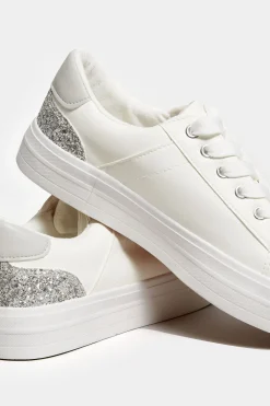 M&Co Yours Yours White Glitter Detail Trainers In Wide E Fit><noscript><img width=