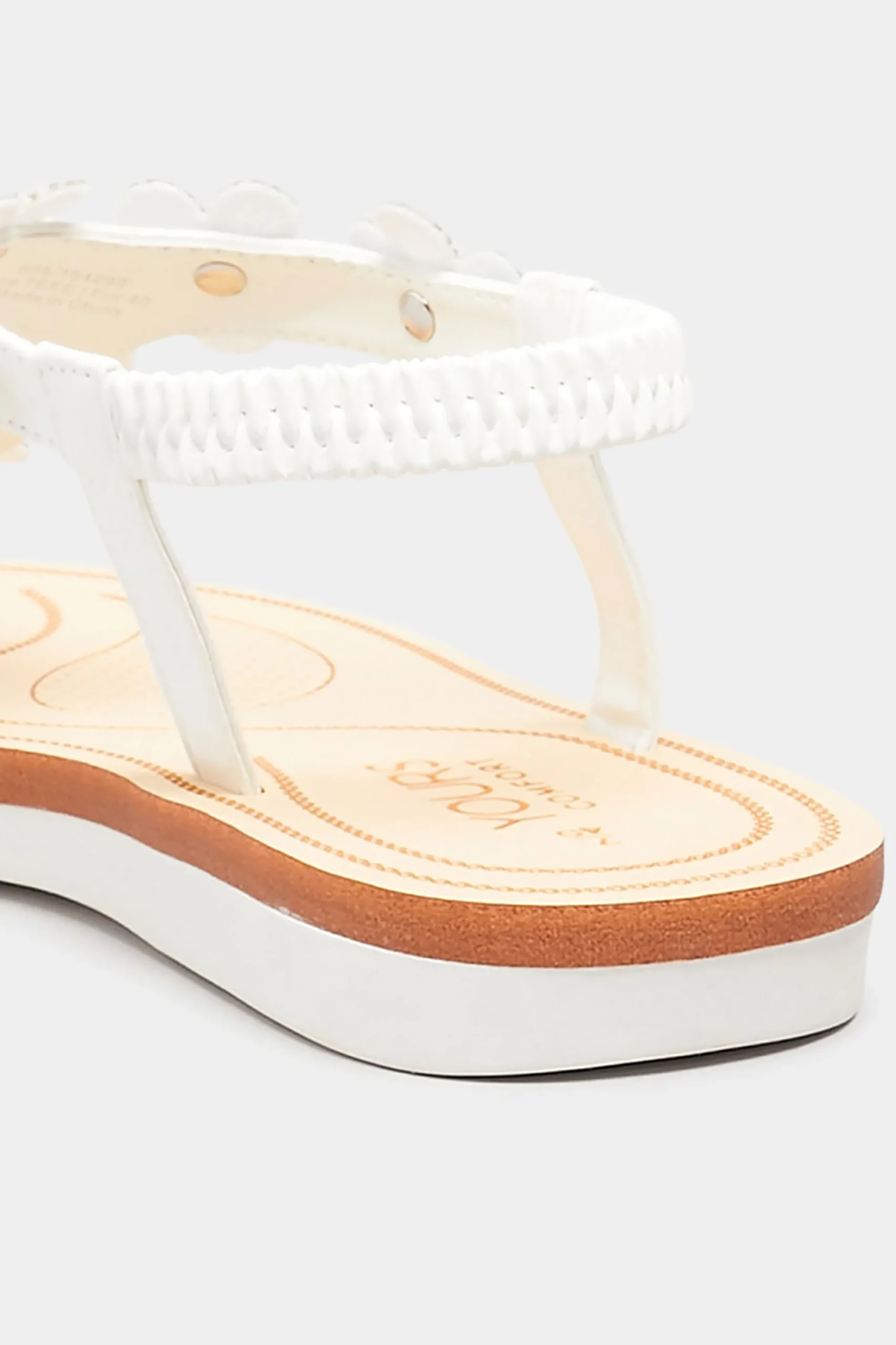 M&Co Yours Yours White Pu Diamante Flower Sandals In Wide E Fit & Extra Wide Eee Fit>Women Flat Shoes