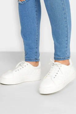 M&Co Yours Yours White Quilted Trainers Inextra Wide Eee Fit>Women Flat Shoes