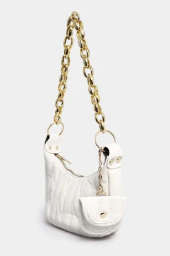 M&Co Yours Yours White Quilted Multi Pocket Chunky Chain Bag>Women Bags
