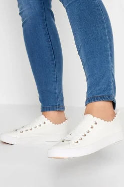 M&Co Yours Yours White Scalloped Edge Trainers In Wide E Fit>Women Trainers