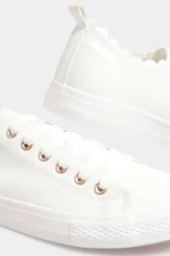 M&Co Yours Yours White Scalloped Edge Trainers In Wide E Fit><noscript><img width=