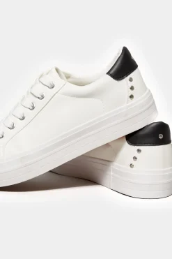 M&Co Yours Yours White Studded Detail Trainers In Wide E Fit><noscript><img width=