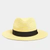 M&Co Yours Yours Yellow Straw Fedora Hat>Women Hats