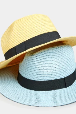 M&Co Yours Yours Yellow Straw Fedora Hat><noscript><img width=