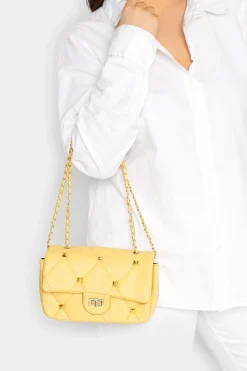 M&Co Yours Yours Yellow Studded Quilted Chain Bag>Women Bags