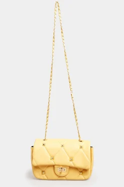 M&Co Yours Yours Yellow Studded Quilted Chain Bag><noscript><img width=