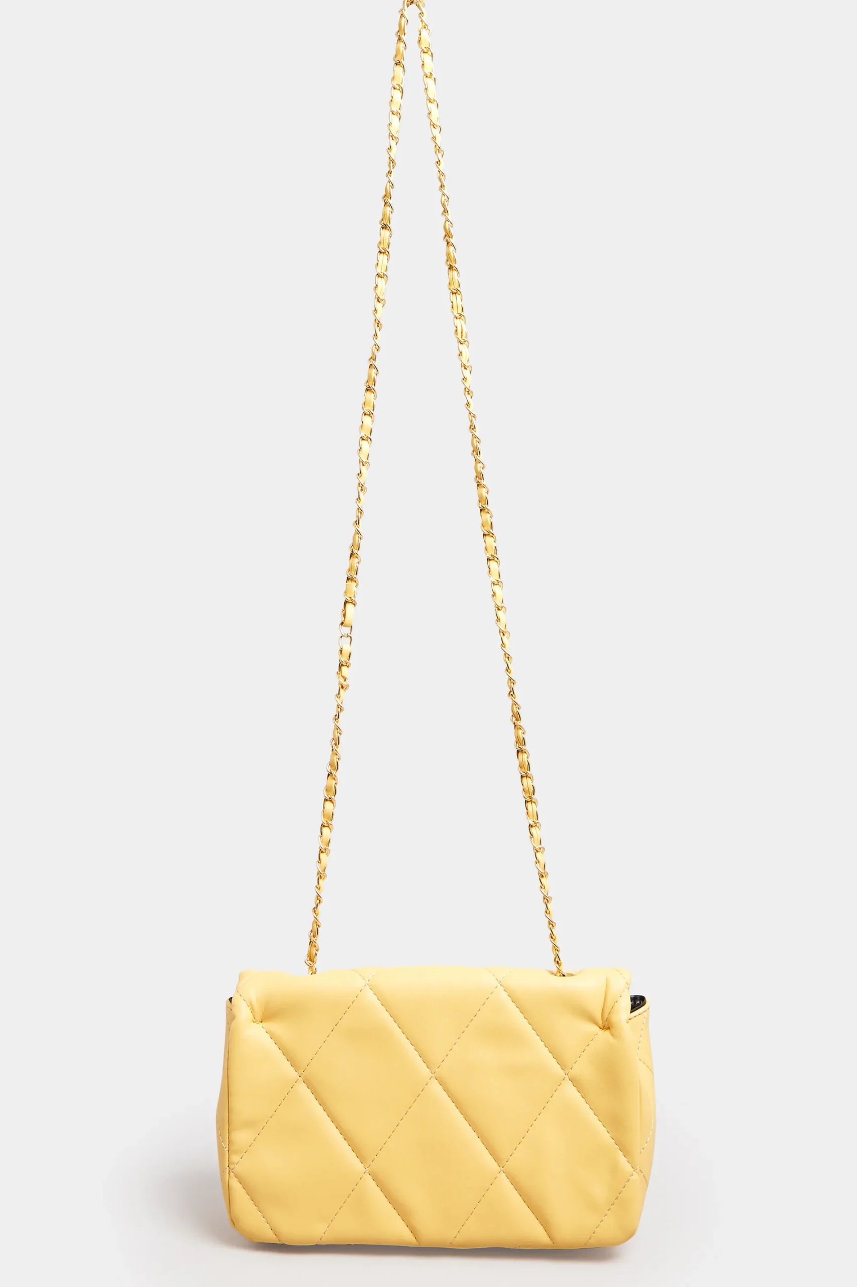 M&Co Yours Yours Yellow Studded Quilted Chain Bag>Women Bags