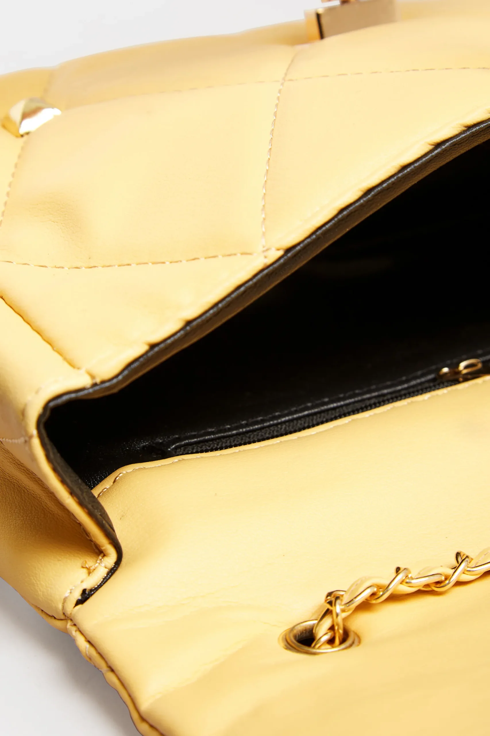M&Co Yours Yours Yellow Studded Quilted Chain Bag>Women Bags