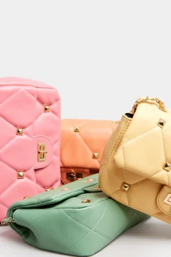 M&Co Yours Yours Yellow Studded Quilted Chain Bag><noscript><img width=